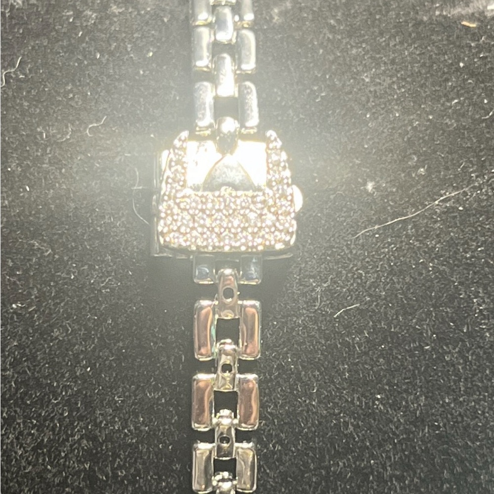 Silver and white gold Bracelet with Rhinestone Clasp